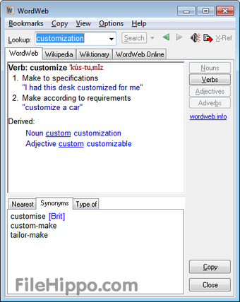 Uppdaterad version av WordWeb